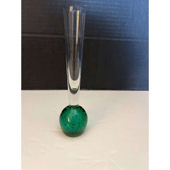 Vintage Green Bubble Glass Bud Vase MCM 6 1/2” - Picture 6 of 6